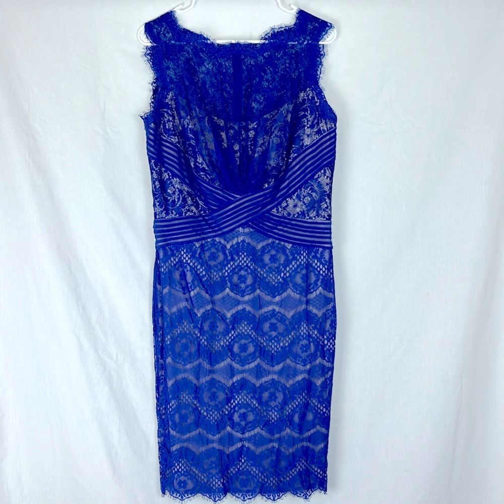 Tadashi Shoji Blue Lace Knee Length Cocktail Dress